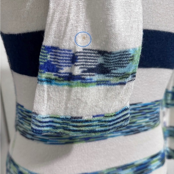 Stacia Striped Bamboo Tencel Top Blue White Size XSMALL 3/4 Sleeves - Picture 6 of 9